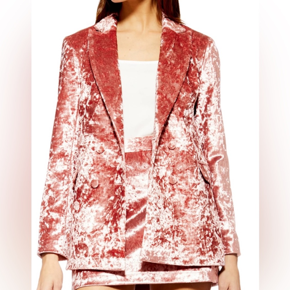 Topshop Pink Velvet Blazer